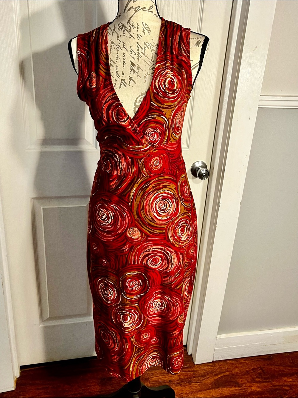 BEBE Women's Sleeveless Midi Bodycon Midi Dress Y2K Vintage Red, Medium - Picture 5 of 14